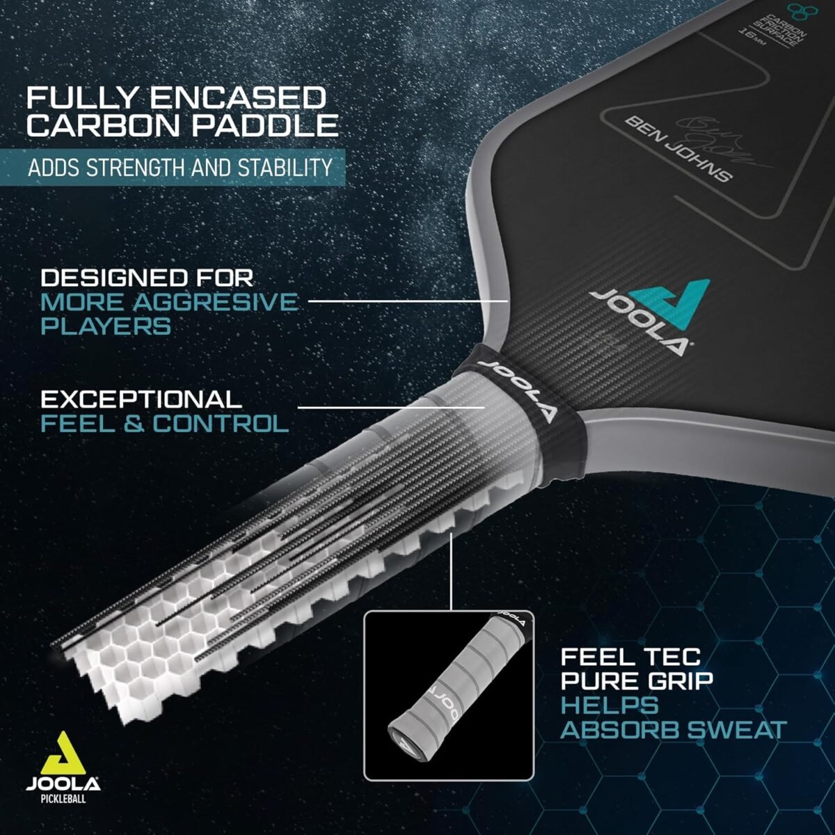 Joola Ben Johns PERSEUS CFS 16mm Carbon Pickleball Paddle - Image 6